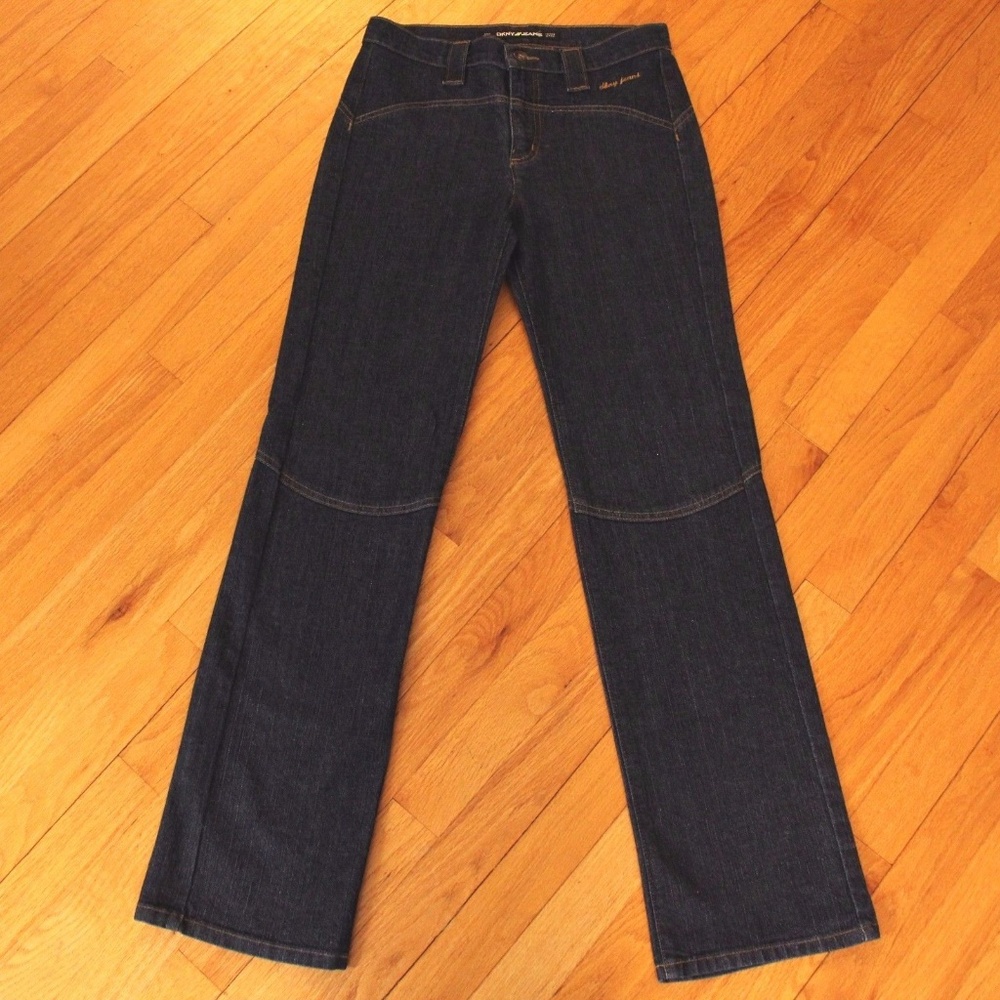 DKNY Dark Wash Straight Leg Denim Jeans Stitching